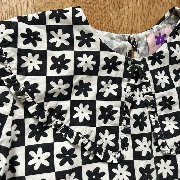 LISA SAYS GAH wendy daisy check black long sleeve blouse victorian size L - Picture 7 of 15